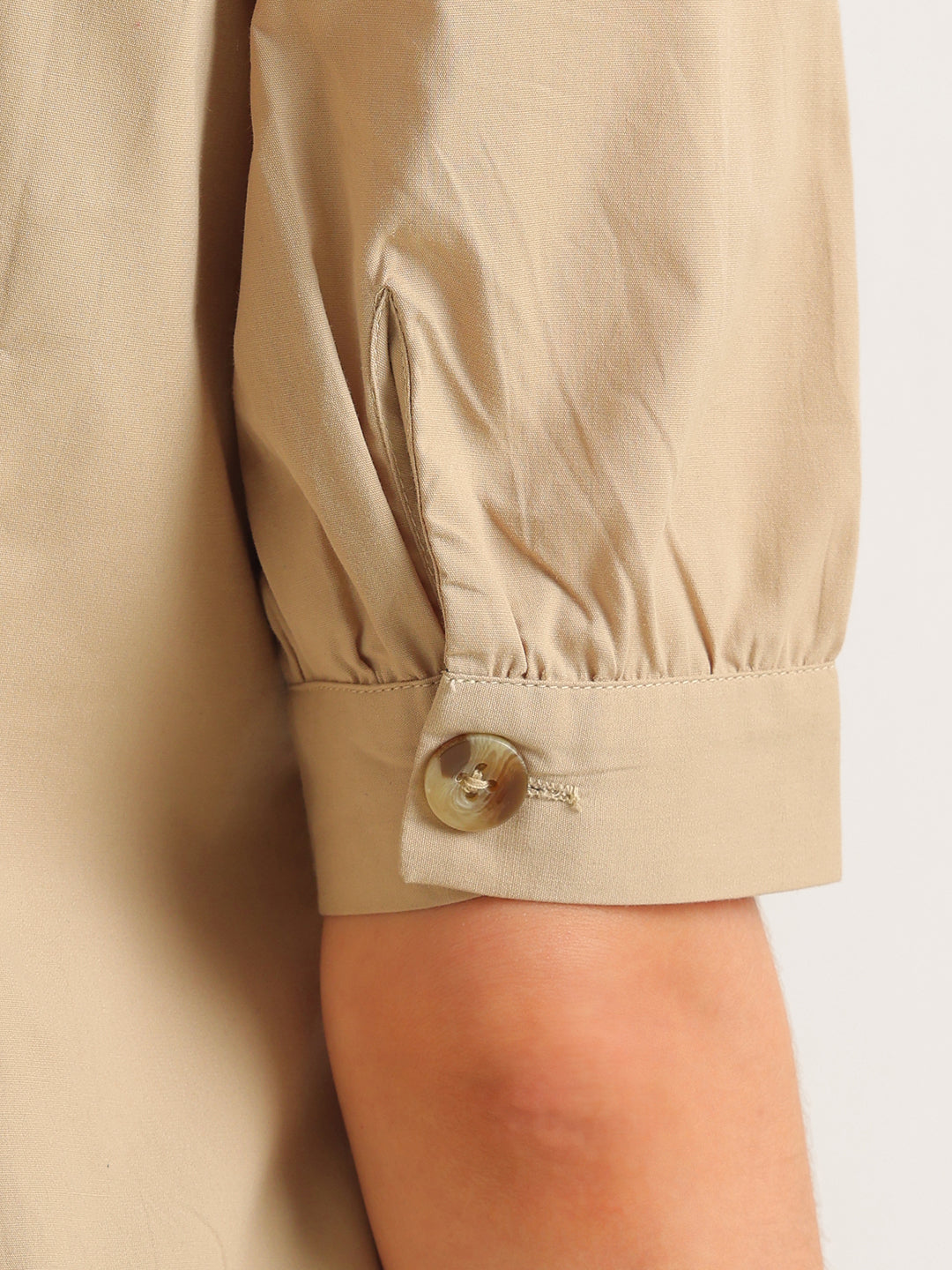 Hancock   Women   Beige   Solids   Pure Cotton   Regular Fit   Formal   Shirt