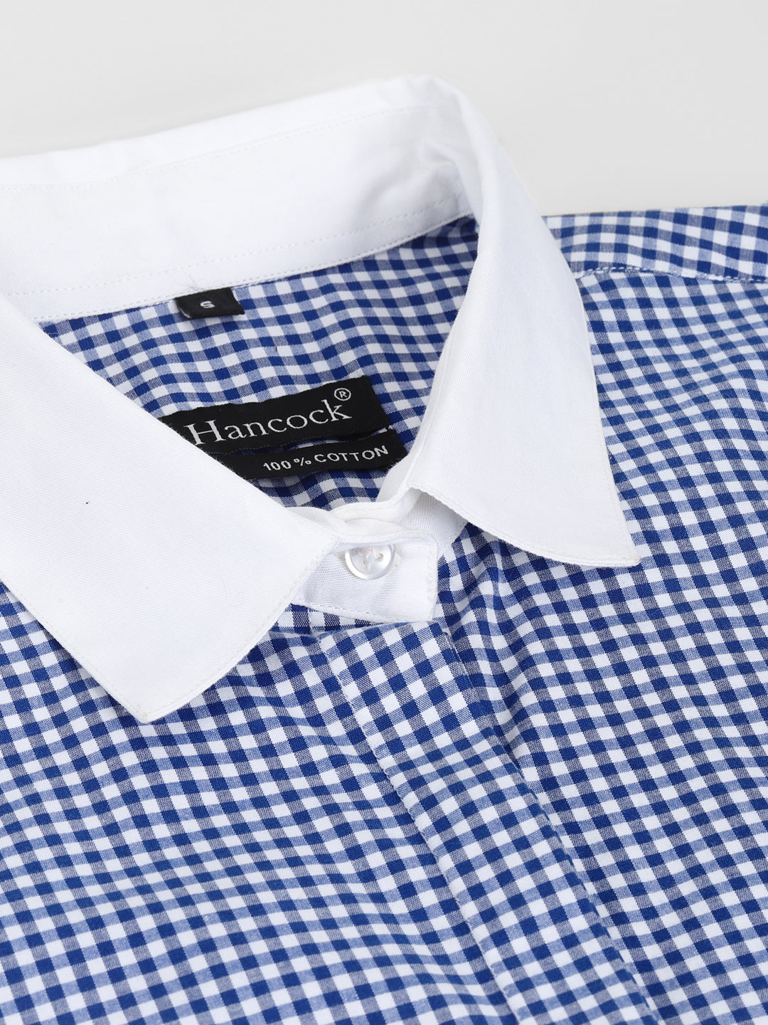 Women White & Blue Gingham Checked Pure Cotton Regular Fit Formal Shirt