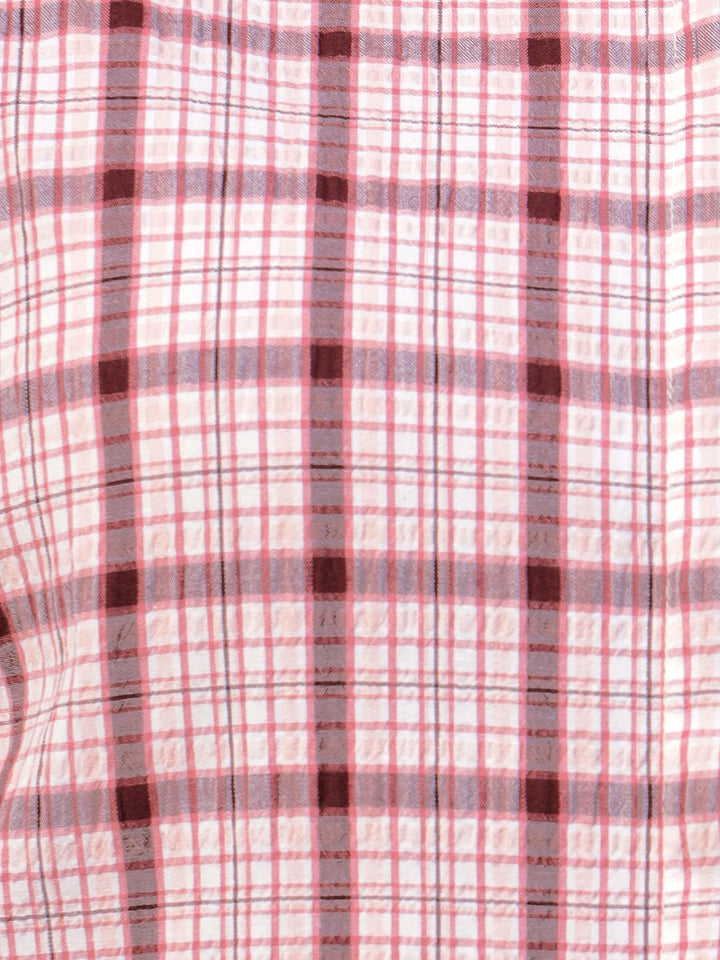 Hancock Women Pink Check Pure Cotton Regular Fit Formal Shirt