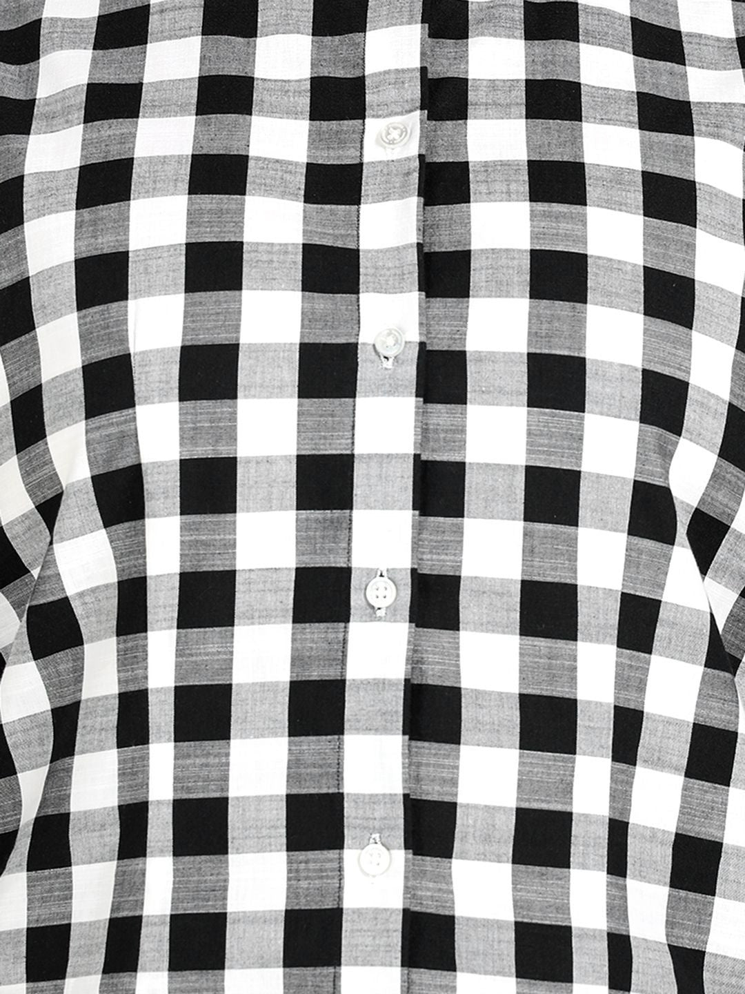 Hancock Women White & Black Checked Pure Cotton Regular Fit Formal Shirt