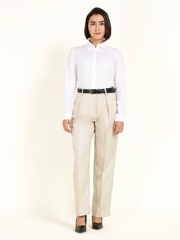 Women White Solid Linen Shirt