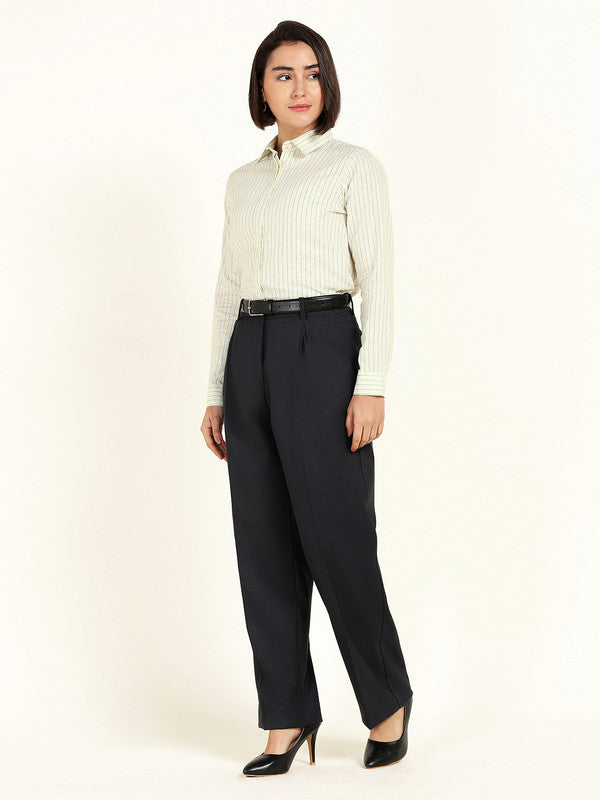 Women Lemon Striped Linen Shirt
