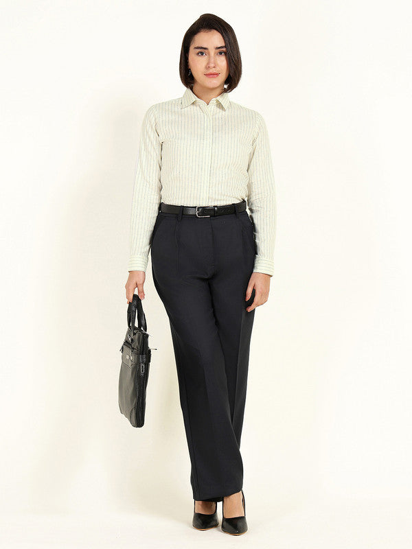 Women Lemon Striped Linen Shirt