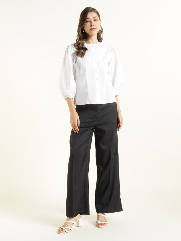 Women White Solid Pure Cotton Regular Fit Formal Shirt