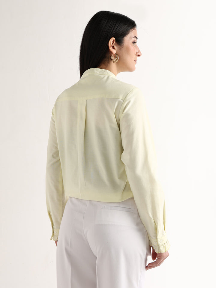 Hancock   Women   Lemon   Solids   Pure Cotton   Regular Fit   Formal   Shirt