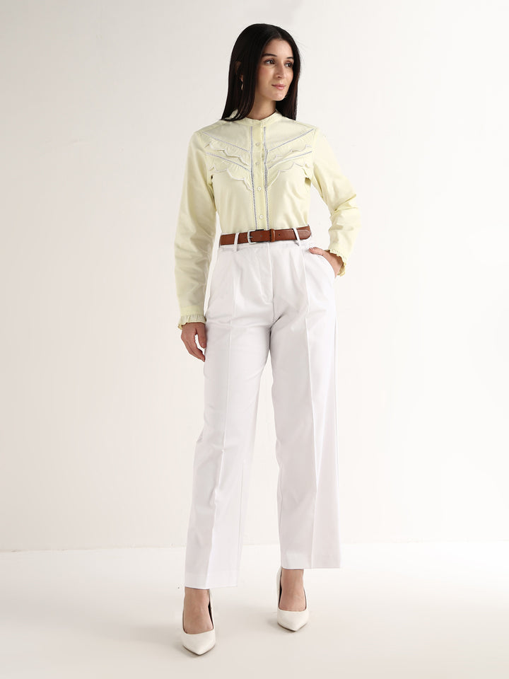 Hancock   Women   Lemon   Solids   Pure Cotton   Regular Fit   Formal   Shirt