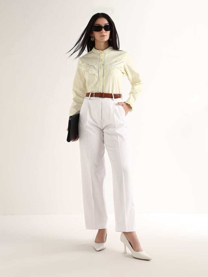 Hancock   Women   Lemon   Solids   Pure Cotton   Regular Fit   Formal   Shirt