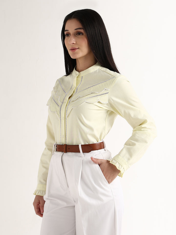 Hancock   Women   Lemon   Solids   Pure Cotton   Regular Fit   Formal   Shirt