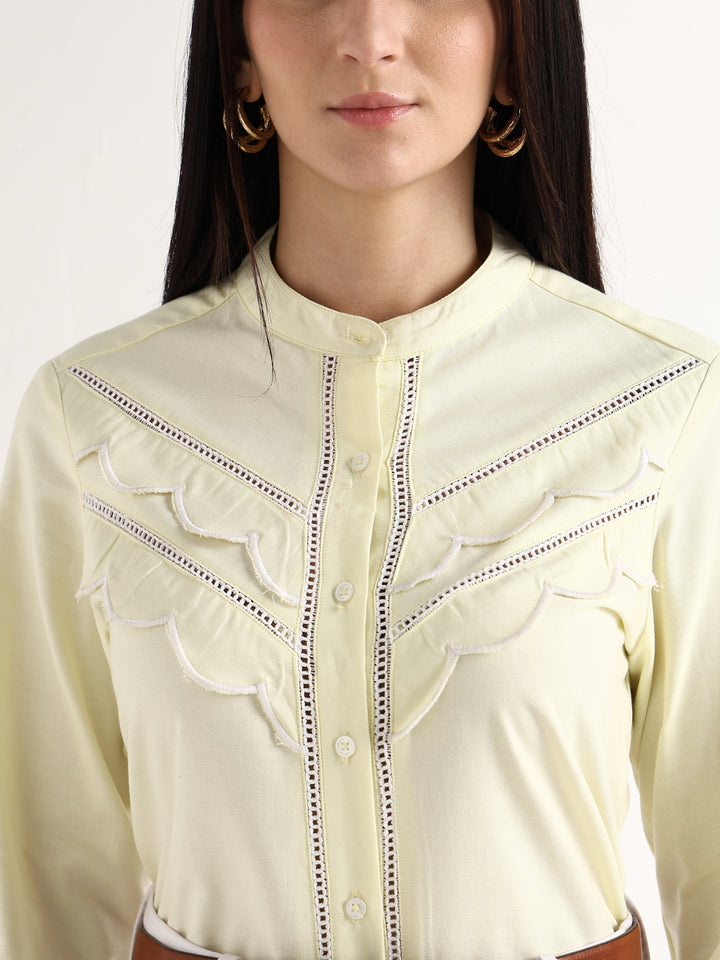 Hancock   Women   Lemon   Solids   Pure Cotton   Regular Fit   Formal   Shirt