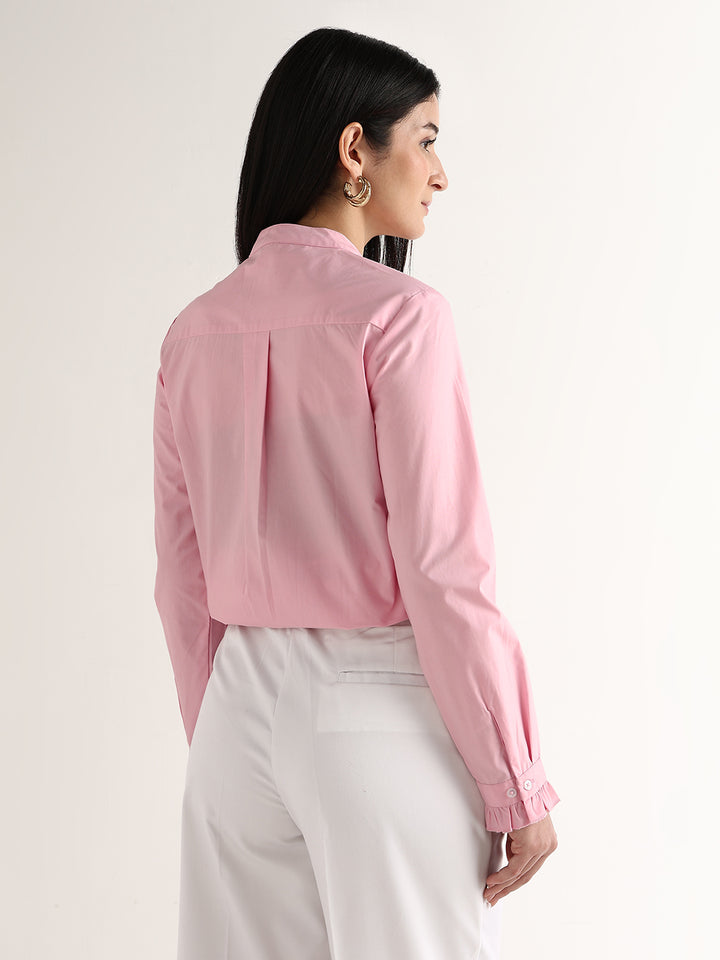 Hancock   Women   Pink   Solids   Pure Cotton   Regular Fit   Formal   Shirt