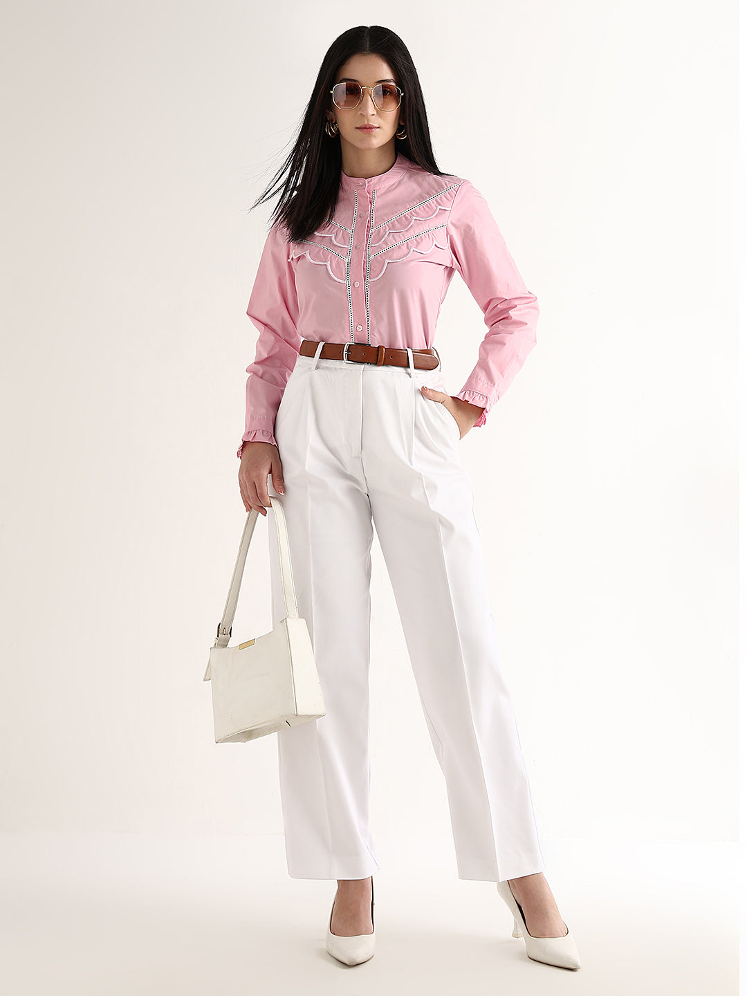 Hancock   Women   Pink   Solids   Pure Cotton   Regular Fit   Formal   Shirt