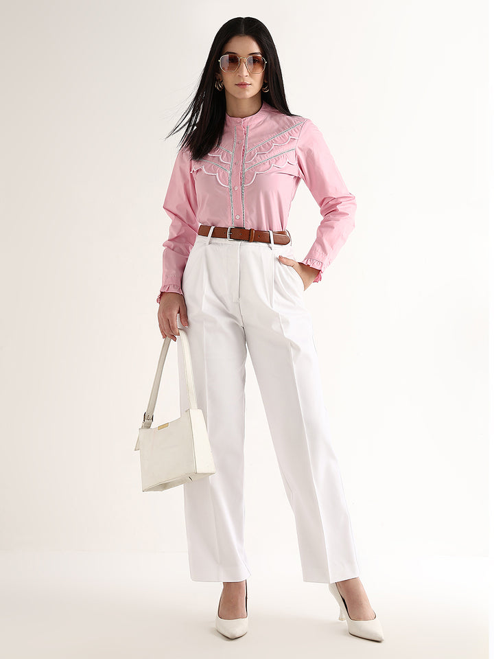 Hancock   Women   Pink   Solids   Pure Cotton   Regular Fit   Formal   Shirt