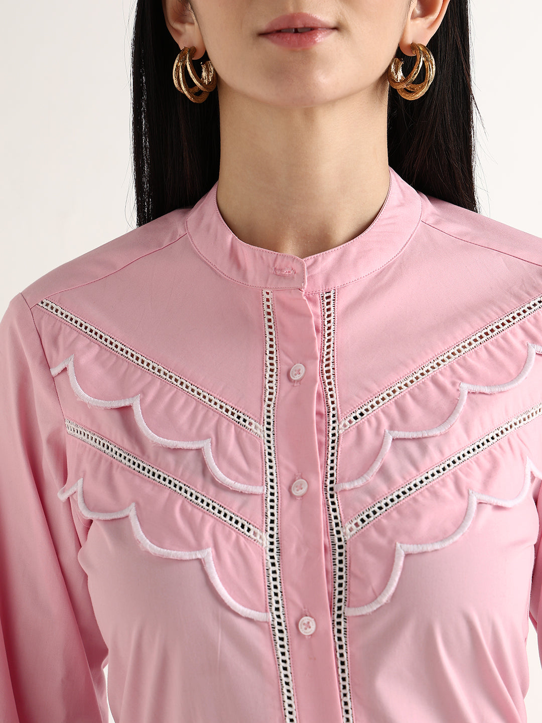 Hancock   Women   Pink   Solids   Pure Cotton   Regular Fit   Formal   Shirt
