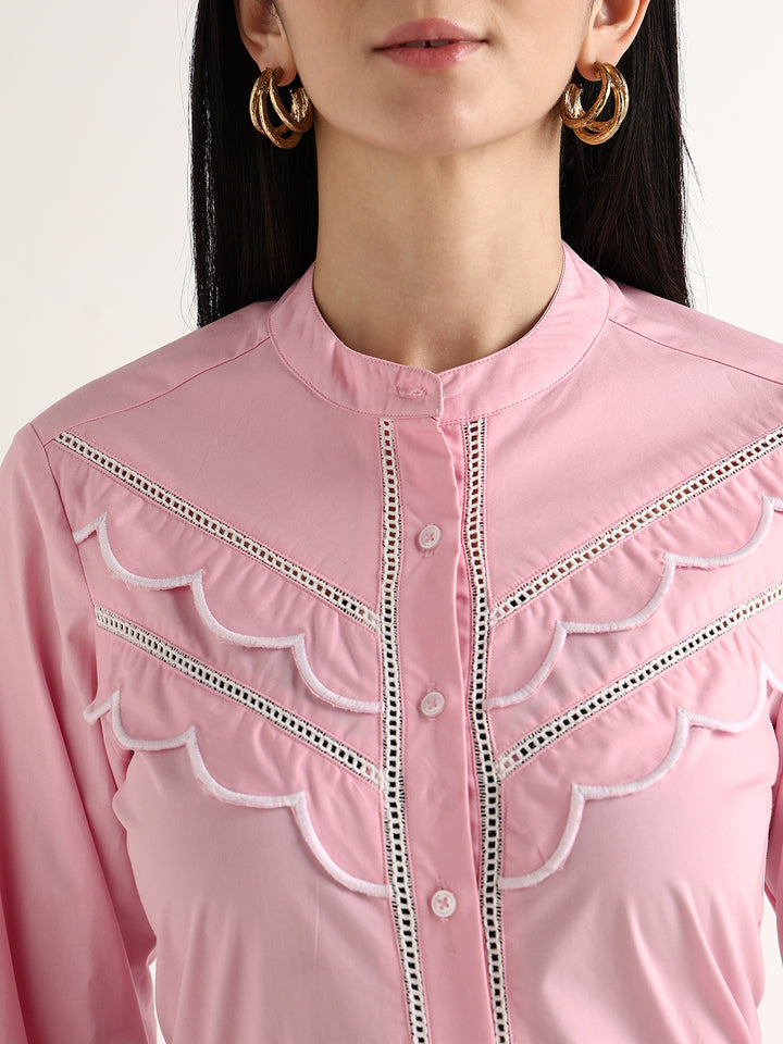 Hancock   Women   Pink   Solids   Pure Cotton   Regular Fit   Formal   Shirt