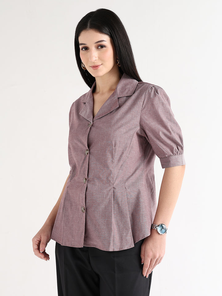 Hancock   Women   Maroon   Solids   Cotton Elastane   Regular Fit   Formal   Shirt