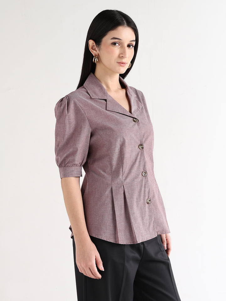 Hancock   Women   Maroon   Solids   Cotton Elastane   Regular Fit   Formal   Shirt