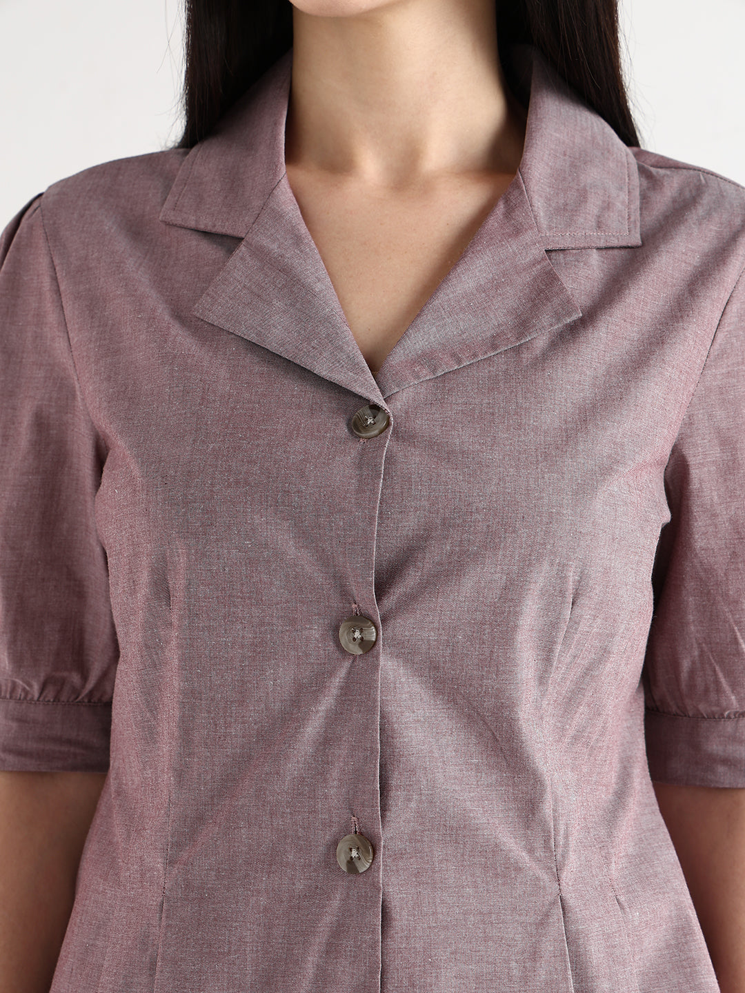 Hancock   Women   Maroon   Solids   Cotton Elastane   Regular Fit   Formal   Shirt