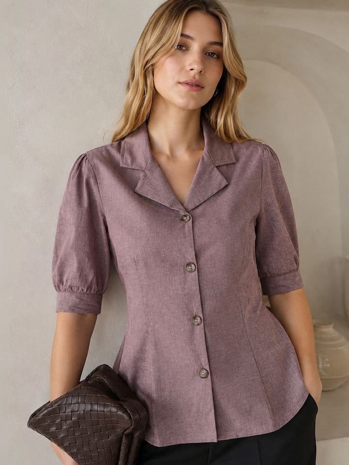 Hancock   Women   Maroon   Solids   Cotton Elastane   Regular Fit   Formal   Shirt
