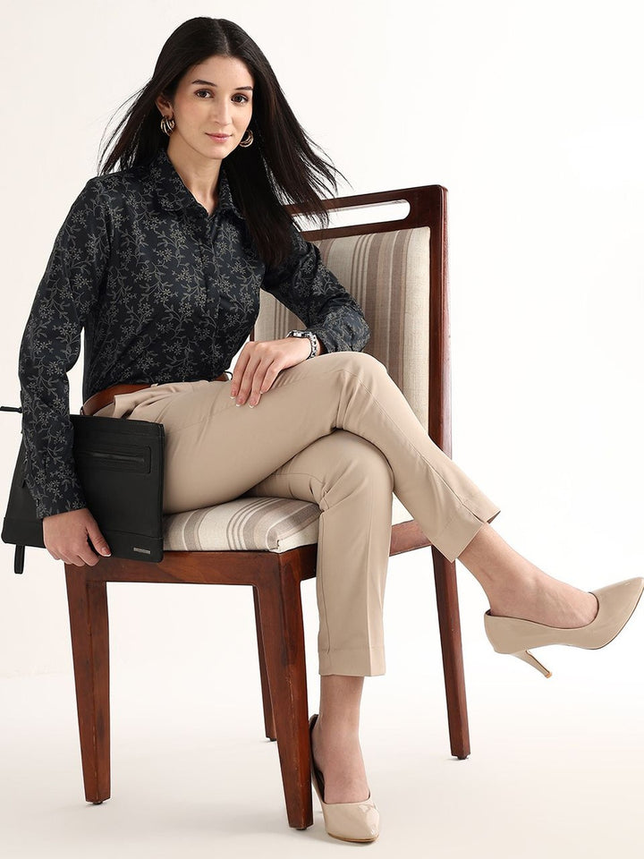 Hancock   Women   Black   Prints   Pure Cotton   Regular Fit   Formal   Shirt