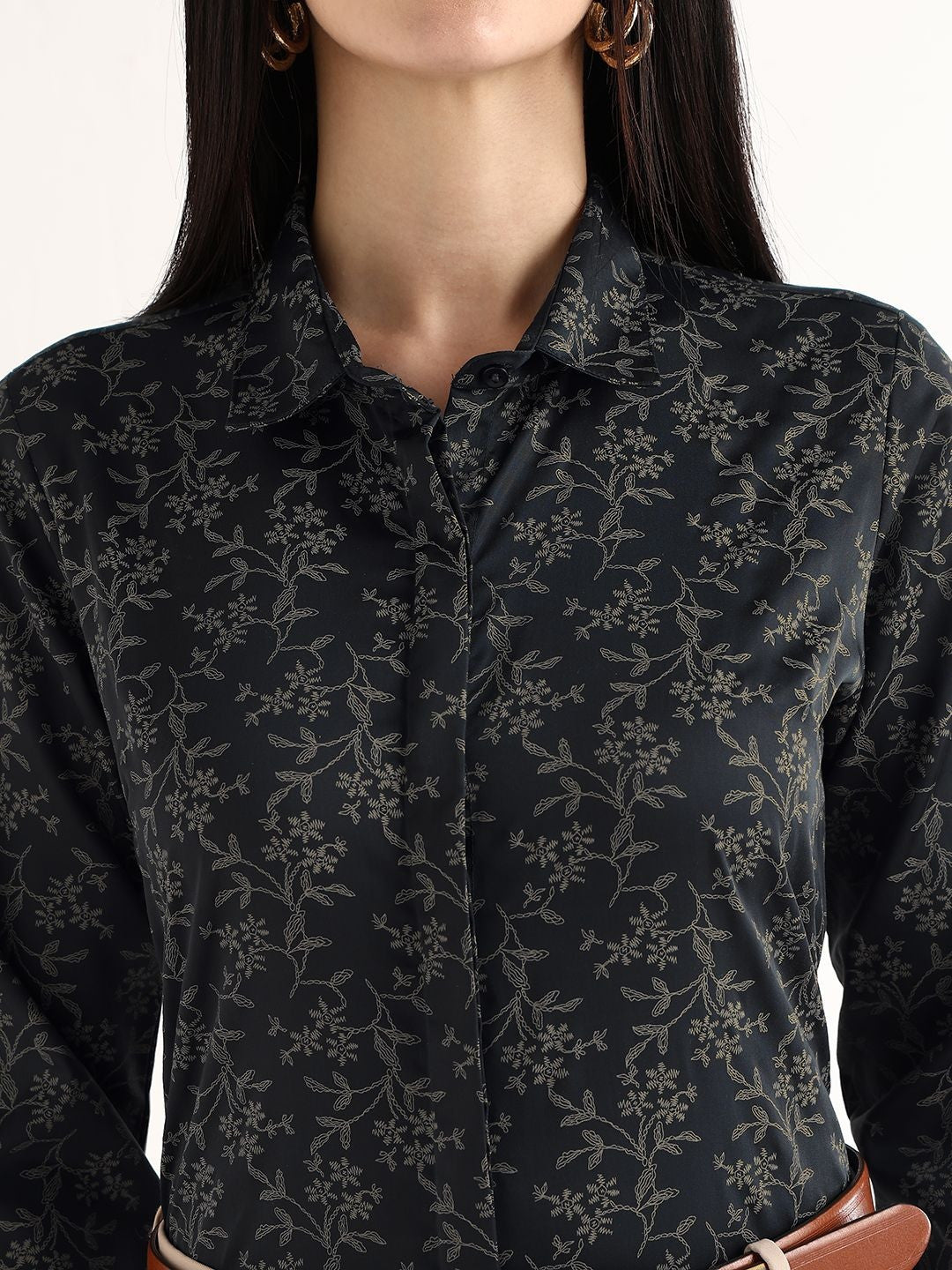 Hancock   Women   Black   Prints   Pure Cotton   Regular Fit   Formal   Shirt