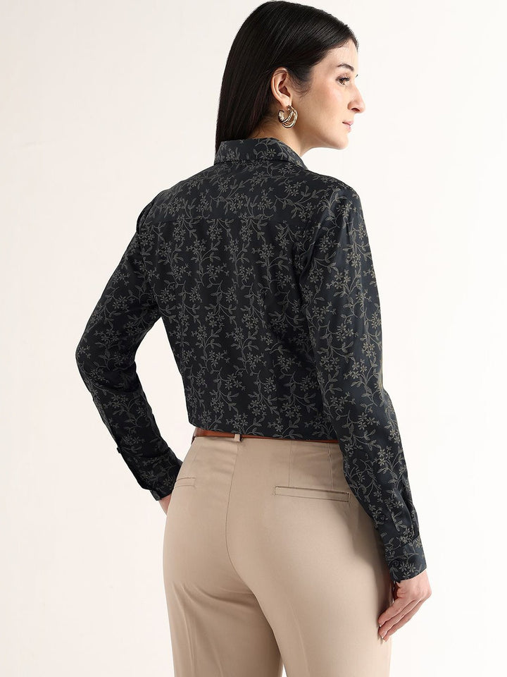 Hancock   Women   Black   Prints   Pure Cotton   Regular Fit   Formal   Shirt
