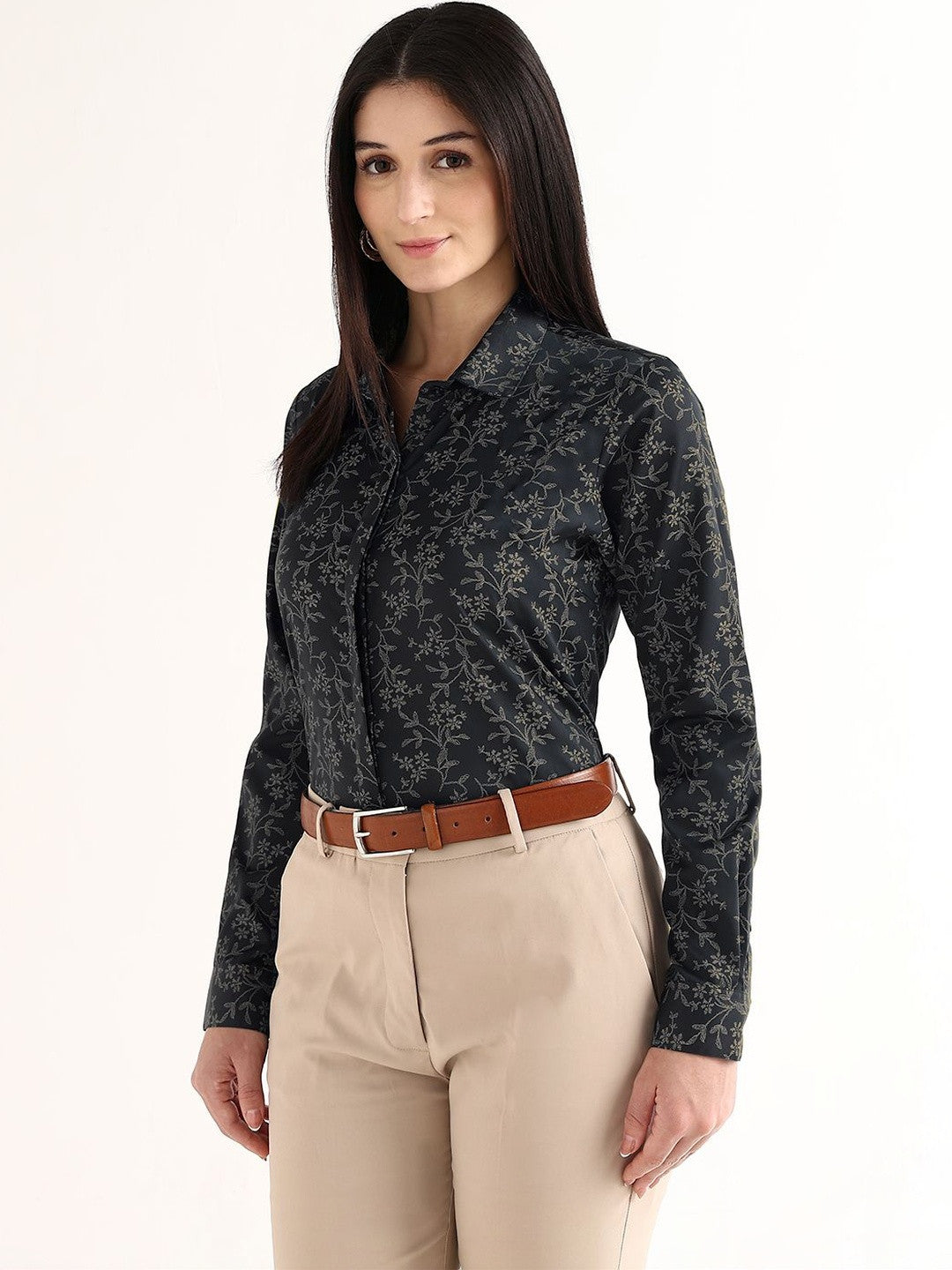 Hancock   Women   Black   Prints   Pure Cotton   Regular Fit   Formal   Shirt