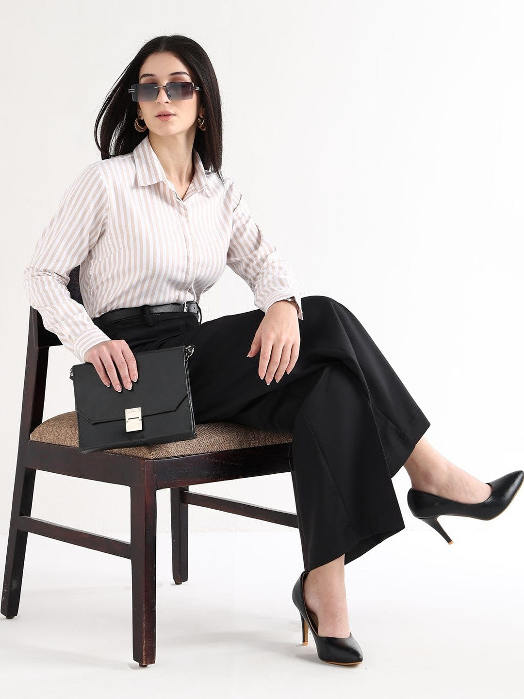 Hancock   Women   White & Beige   Prints   Pure Cotton   Regular Fit   Formal   Shirt