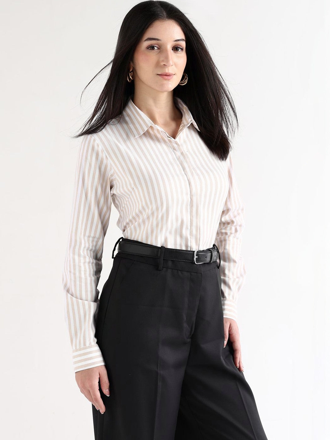 Hancock   Women   White & Beige   Prints   Pure Cotton   Regular Fit   Formal   Shirt