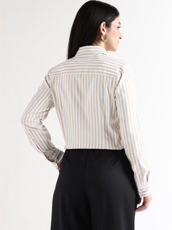 Hancock   Women   White & Beige   Prints   Pure Cotton   Regular Fit   Formal   Shirt