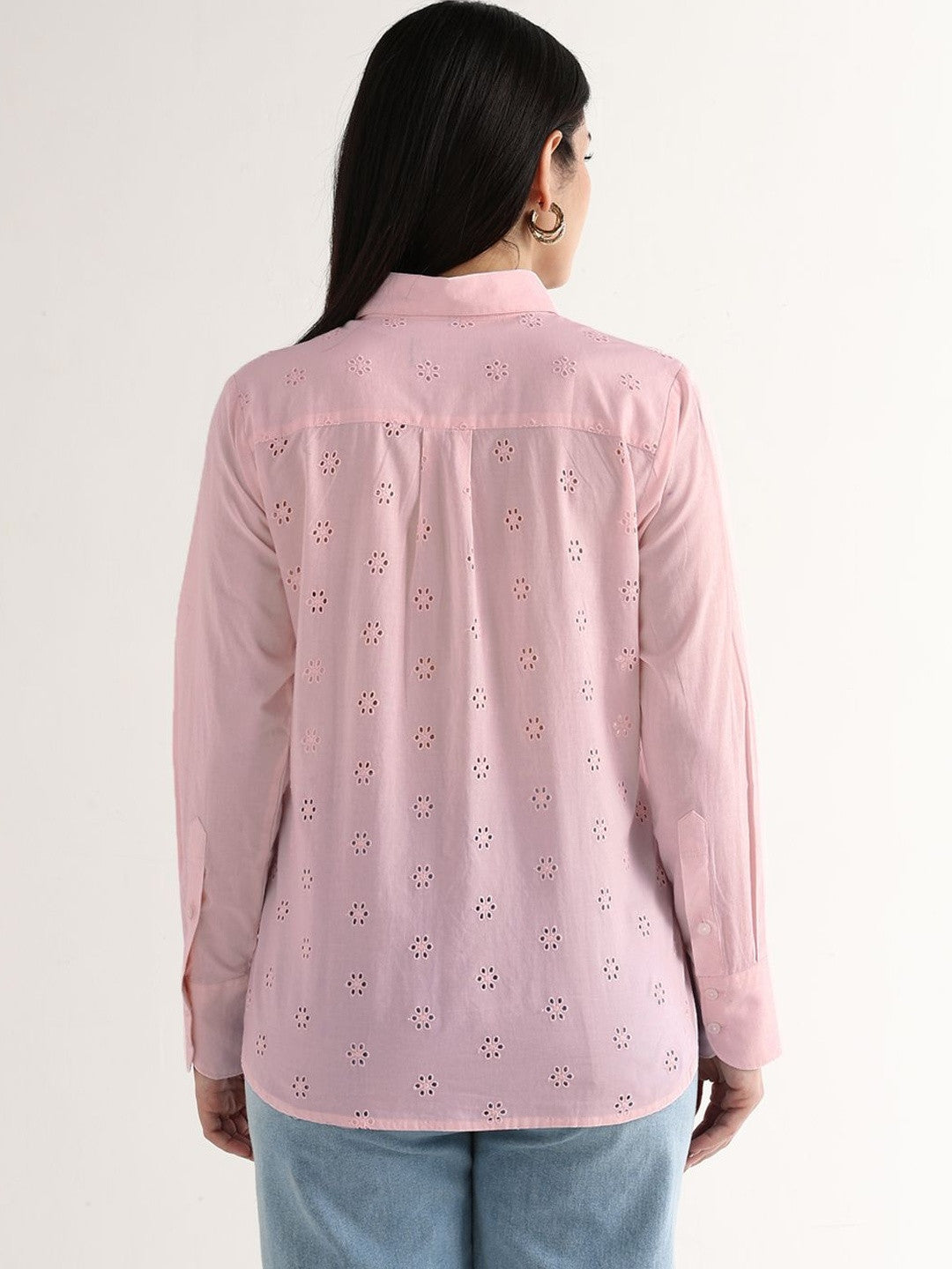 Hancock   Women   Pink   Solids   Pure Cotton   Relaxed Fit   Casual   Shirt
