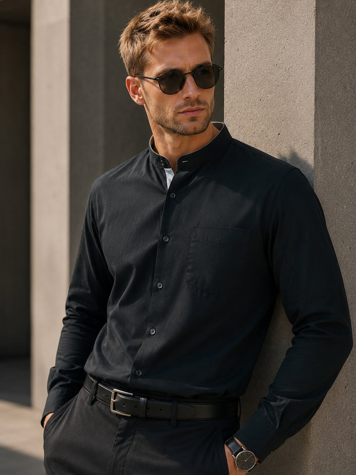 Men Navy Solid Pure Cotton Slim Fit Formal Shirt
