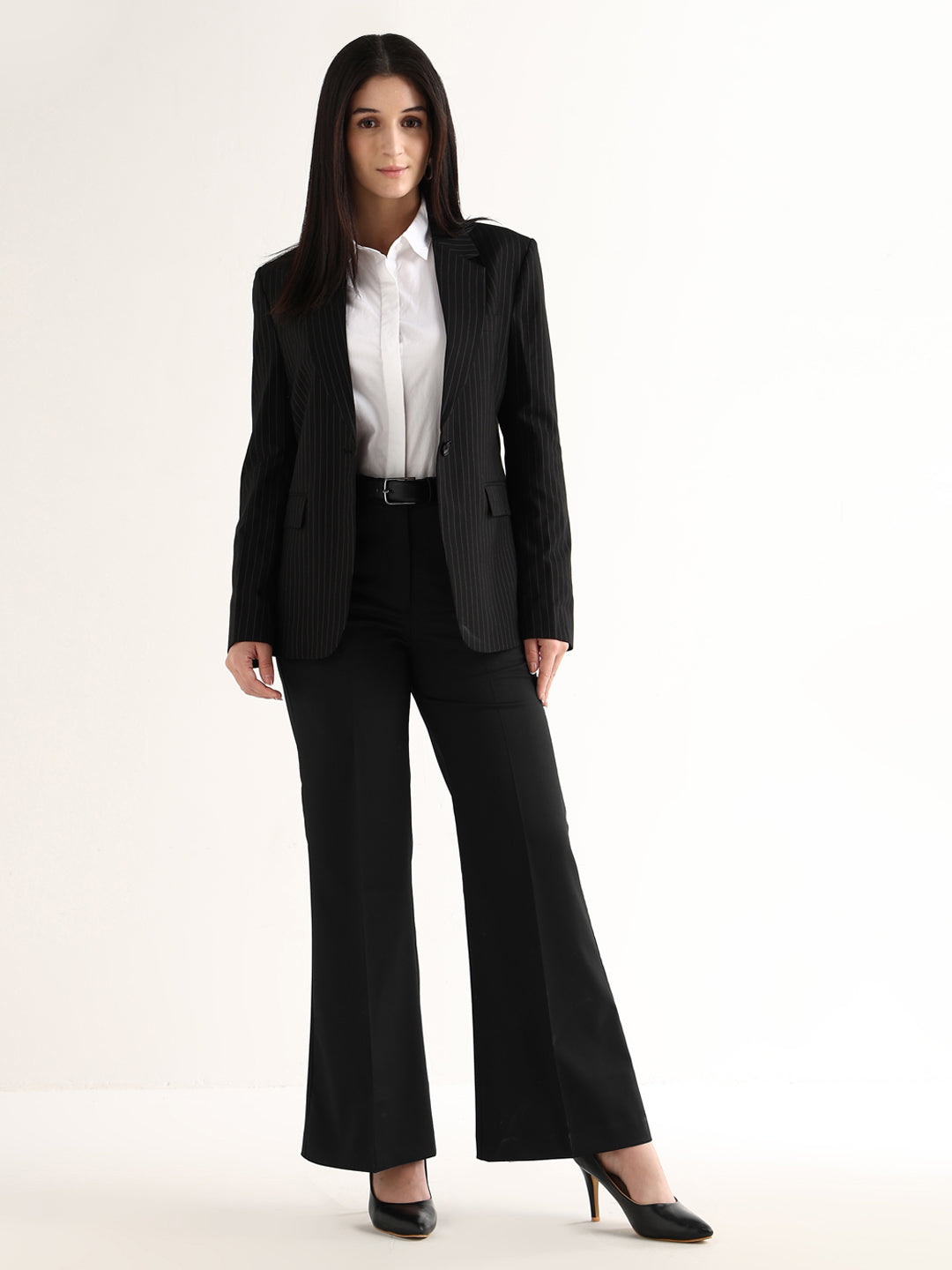 Hancock   Women   Black   Solids   Viscose Rayon   Wide Leg   Formal   Trouser