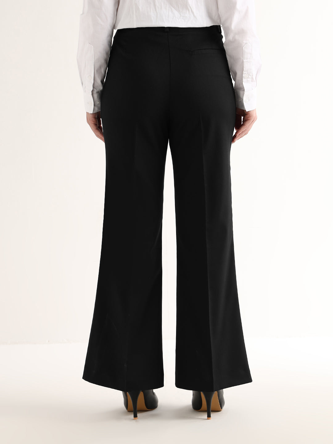 Hancock   Women   Black   Solids   Viscose Rayon   Wide Leg   Formal   Trouser