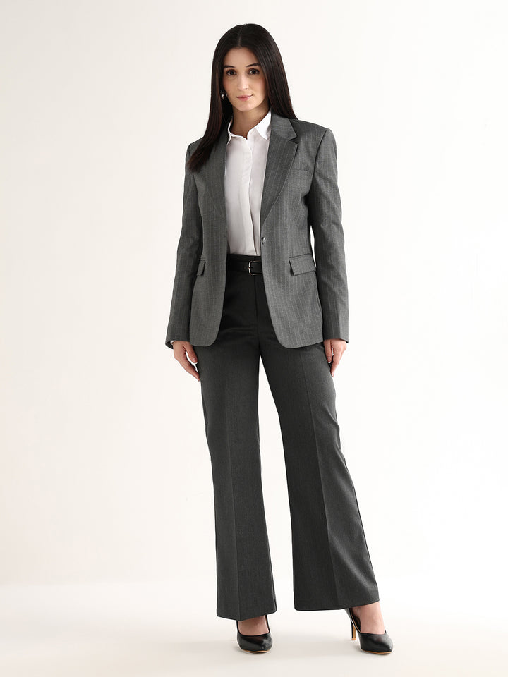 Hancock   Women   Charcoal Grey   Solids   Viscose Rayon   Wide Leg   Formal   Trouser