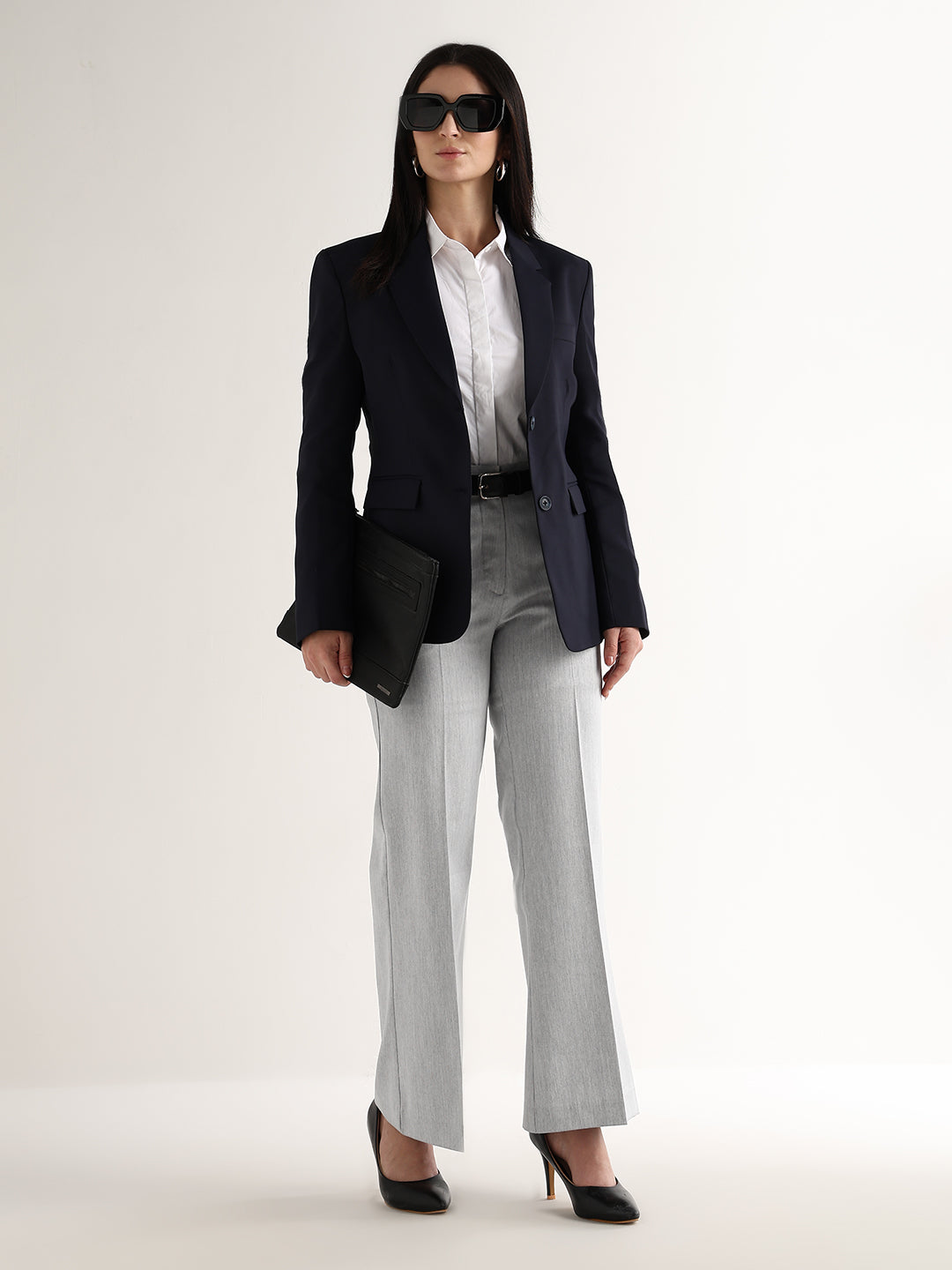 Hancock   Women   Light Grey   Solids   Viscose Rayon   Wide Leg   Formal   Trouser