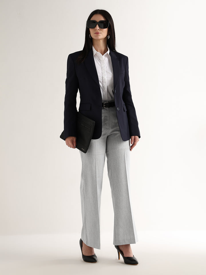 Hancock   Women   Light Grey   Solids   Viscose Rayon   Wide Leg   Formal   Trouser