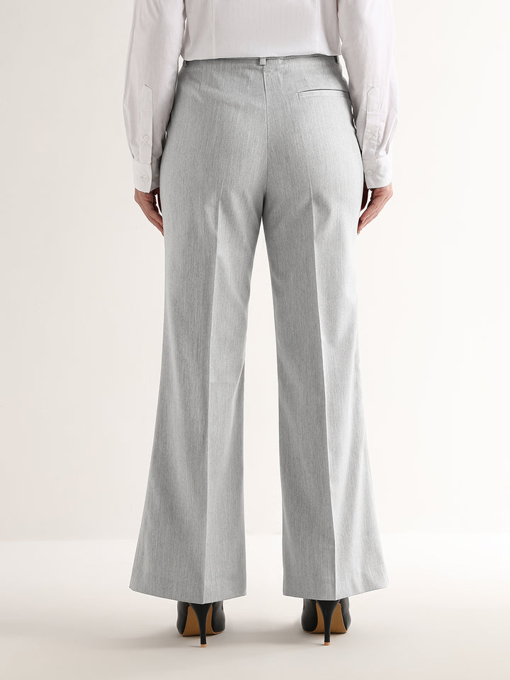 Hancock   Women   Light Grey   Solids   Viscose Rayon   Wide Leg   Formal   Trouser