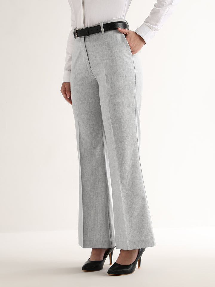 Hancock   Women   Light Grey   Solids   Viscose Rayon   Wide Leg   Formal   Trouser