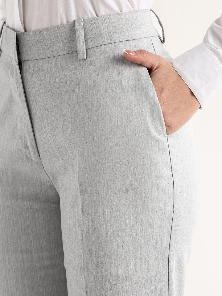 Hancock   Women   Light Grey   Solids   Viscose Rayon   Wide Leg   Formal   Trouser