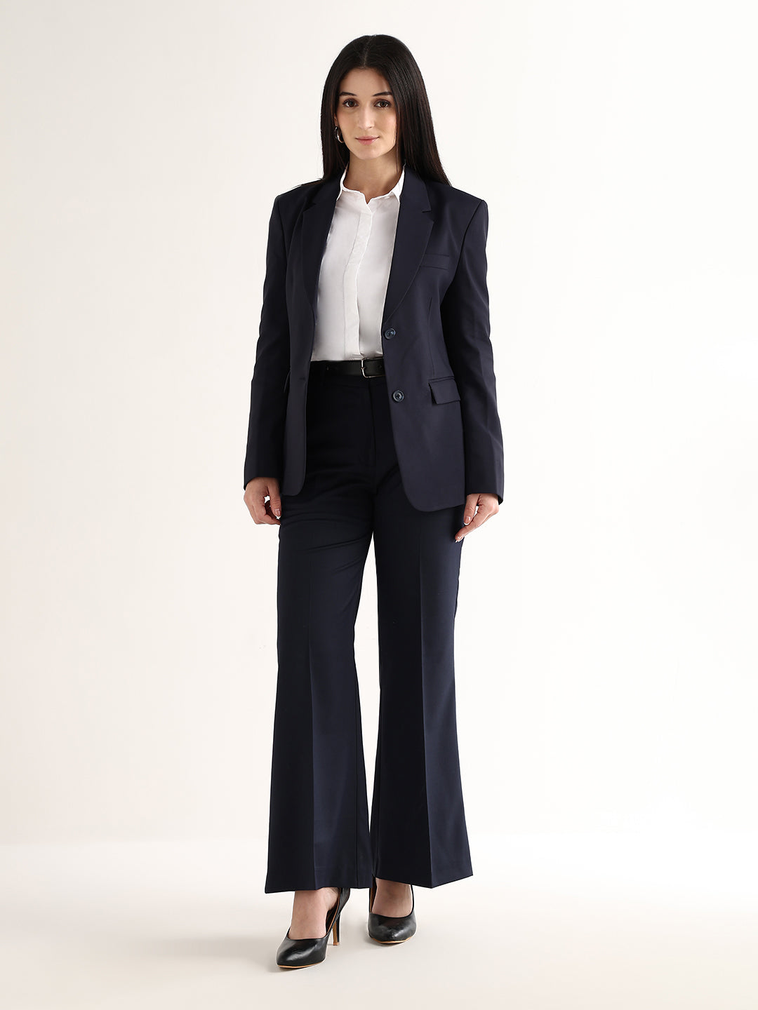 Hancock   Women   Navy Blue   Solids   Viscose Rayon   Wide Leg   Formal   Trouser