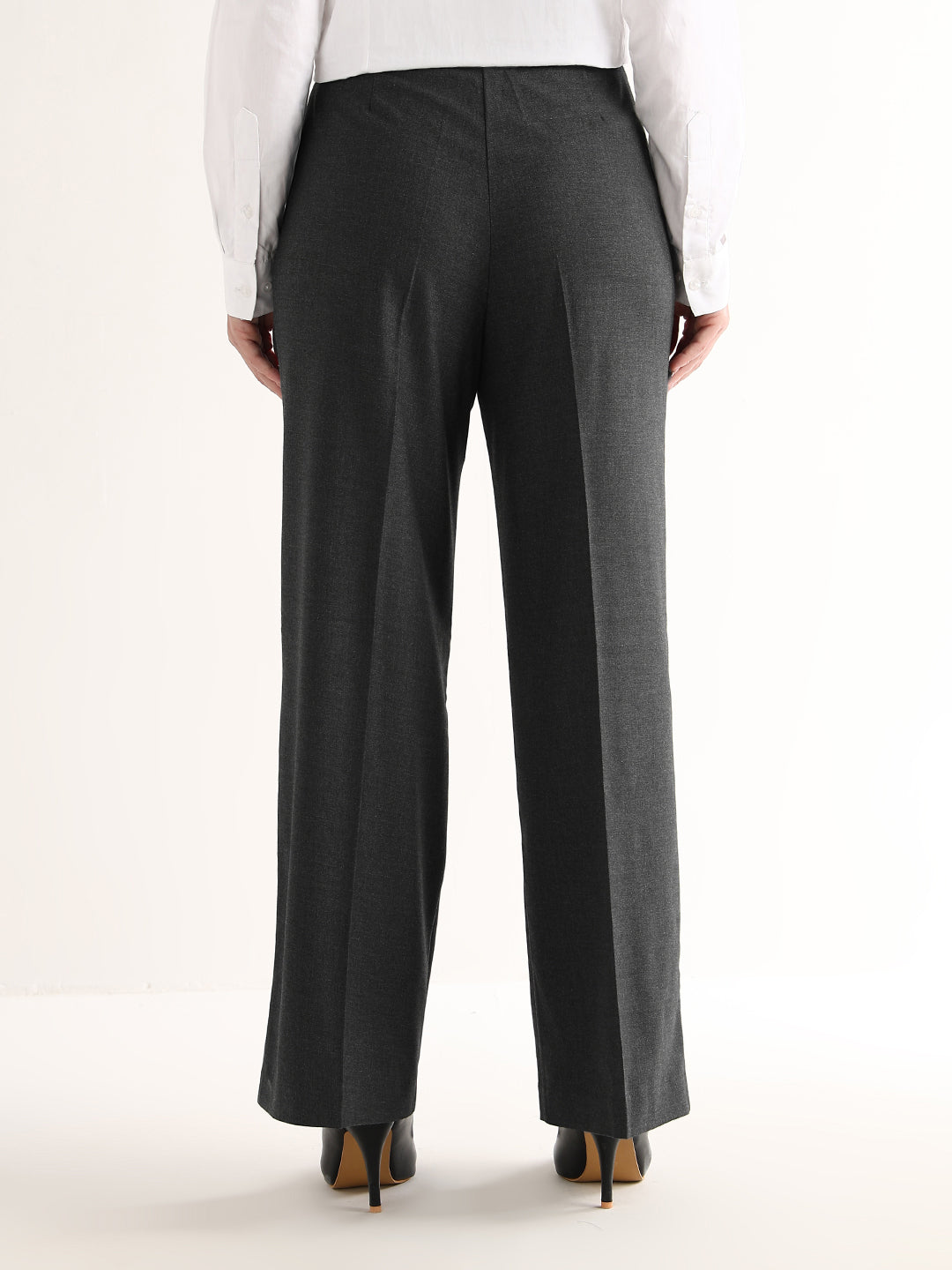 Hancock   Women   Dark Grey   Solids   Viscose Rayon   Wide Leg   Formal   Trouser