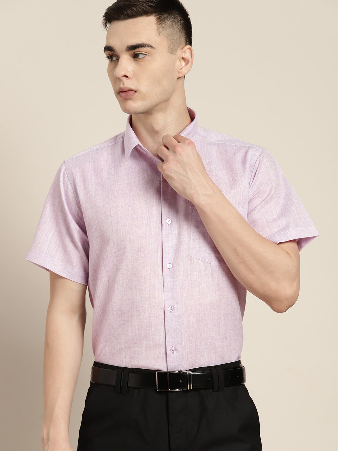 Men Purple Checks Cotton Rich Slim fit Formal Shirt