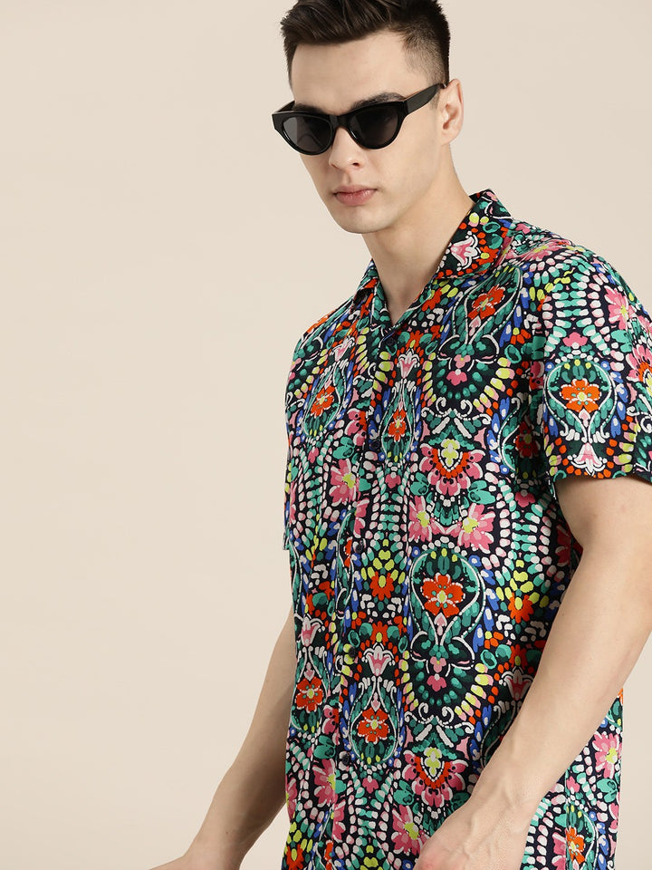 Men Multicoloured Printed Viscose Rayon Regular Fit Casual Shirt