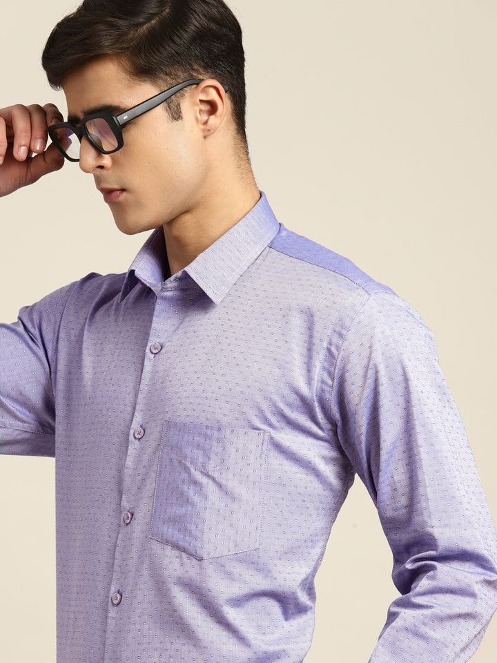 Men Blue Solid Pure Cotton Regular Fit Formal Shirt