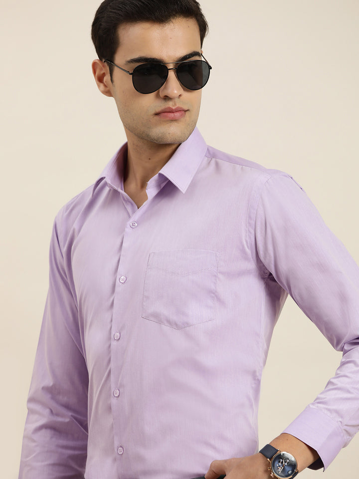 Men Purple Solid Cotton Rich Slim fit Formal Shirt