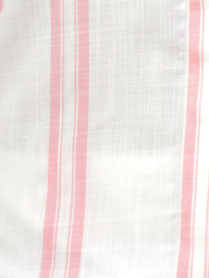 Hancock Women White & Pink Striped Pure Cotton Regular Fit Formal Shirt