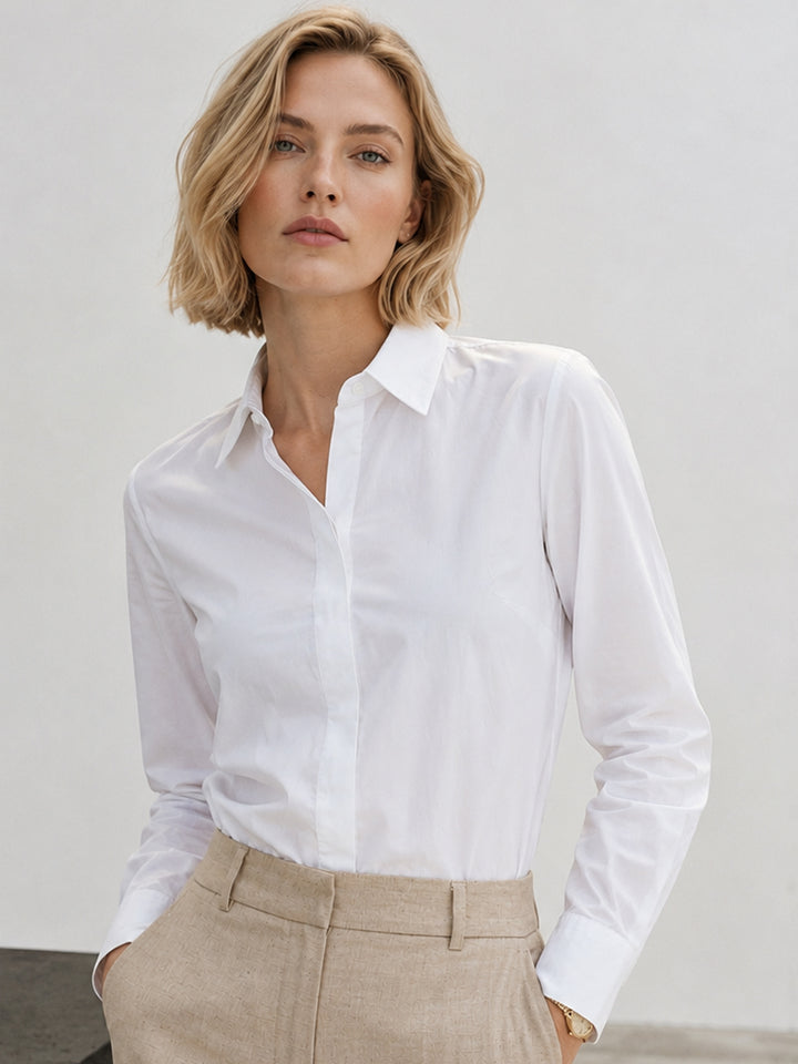 Women White Solid Pure Cotton Regular Fit Formal Shirt