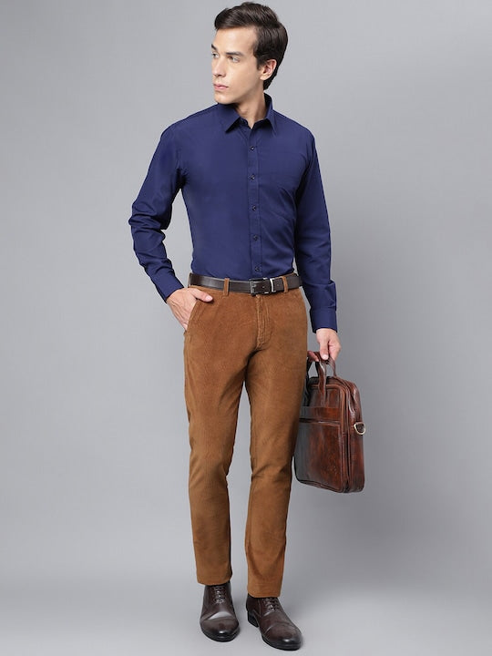 Brick Brown Cotton Men's Formal Trousers in Regular Fit – outtlet.com