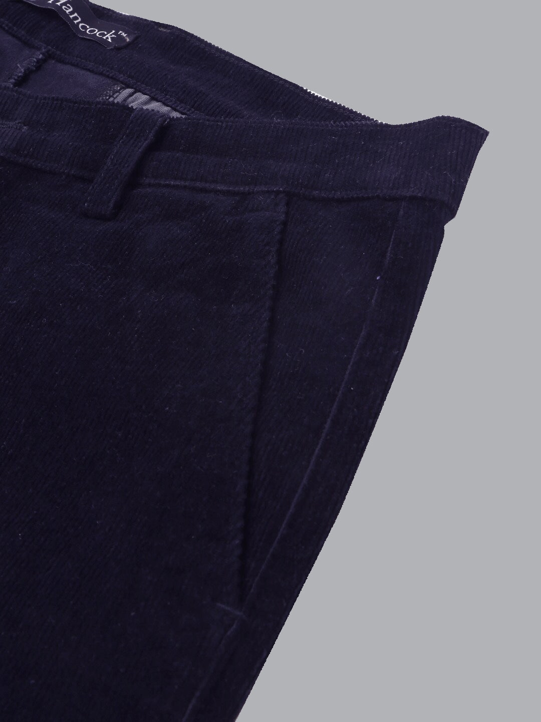 Men Navy Blue Solid Cotton cotton stretch corduroy Coduroy Slim Fit Fo