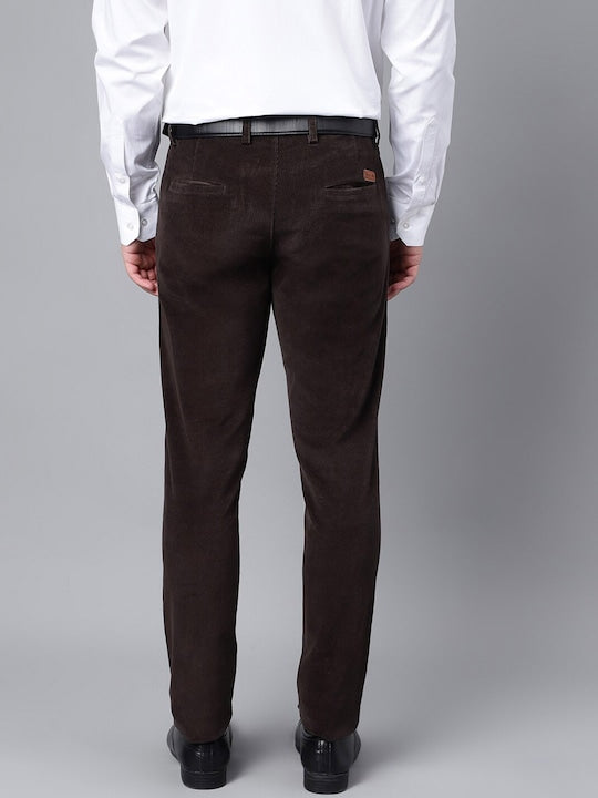 Men Olive Solid Cotton cotton stretch corduroy Coduroy Slim Fit Formal Trouser